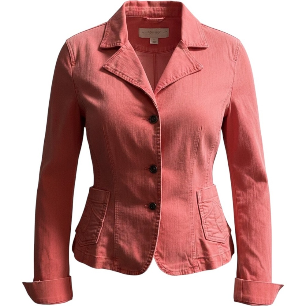 Vintage Level 99 Y2K Jacket Womens 9 Pink Denim Fitted Blazer Retro Chic Indie‎